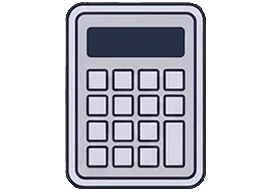 A gray calculator icon with a dark screen and a grid of buttons.